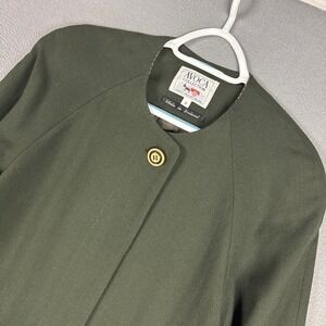 Avoca Collection Coat Womens Medium Green Wool Herringbone Wicklow Ireland Plaid